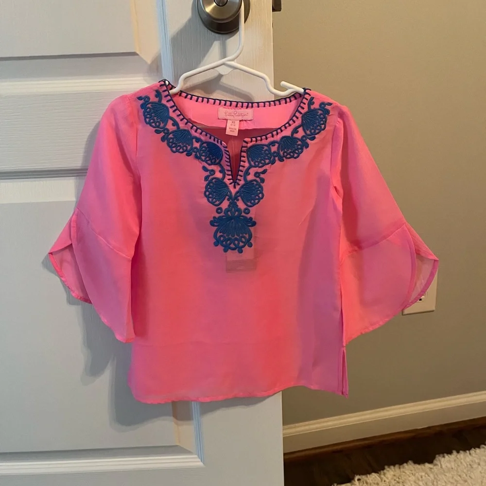 Pink Mini Piet Cover Up silk Lilly Pulitzer girls top NEW w/ Tags XS (2-3) - Picture 9 of 9